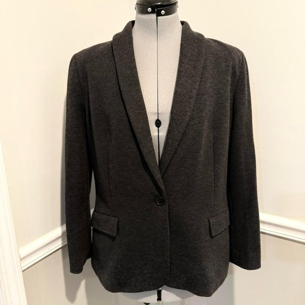 MNG Mango basics size XL Boyfriend Blazer Suit Jacket Office‎ Dark grey wool